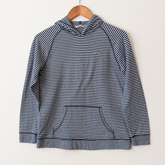 Vineyard Vines Super Soft Large Youth Double Knit  Striped Pullover Hoodie - Picture 1 of 7